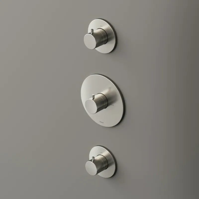 Flitsaanbieding Hotbath Cobber Afbouwdeel thermostaat met twee stopkranen Geborsteld Nikkel B007