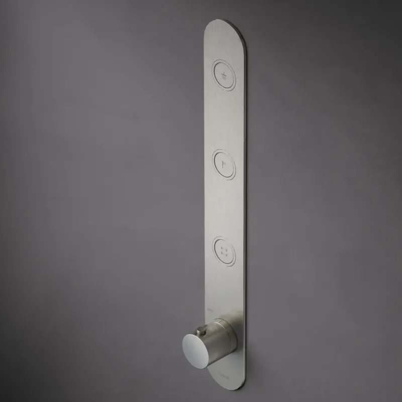 Hotbath Cobber Afbouwdeel thermostaat Verticaal met 3 pushbuttons Geborsteld Nikkel PB050 Rechtstreeks Van De Fabrikant