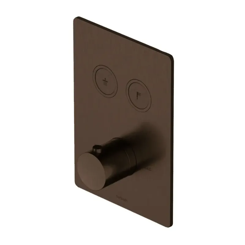 Rechtstreeks Van De Fabrikant Hotbath Cobber Afbouwdeel thermostaat Rechthoek met 2 push buttons Verouderd Messing PB009Q