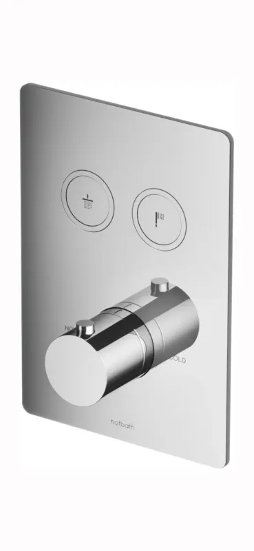 Beste Prijs Hotbath Cobber Afbouwdeel thermostaat Rechthoek met 2 push buttons Geborsteld Koper PVD PB009Q