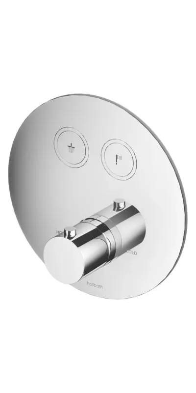 Hotbath Cobber Afbouwdeel thermostaat Rond met 2 push buttons Wit Mat PB009 Meest Verkocht