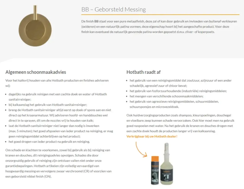 Actieprijs Hotbath Cobber Bidetmengkraan Geborsteld Messing CB018
