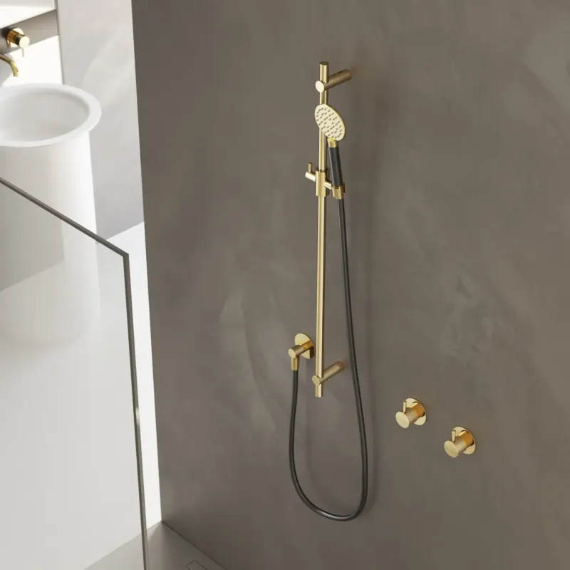 Nieuw Hotbath Cobber Glijstang 90cm met handdouche Geborsteld Koper PVD