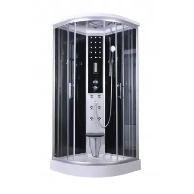 Aanbieding Badstuber Comfort kitvrije complete douchecabine 100x100cm kwartrond met thermostaatkraan