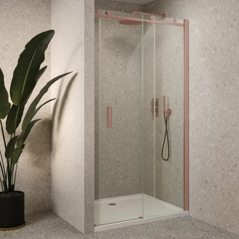 Dagaanbieding Saniclear Supreme douchedeur 110-120cm geborsteld koper