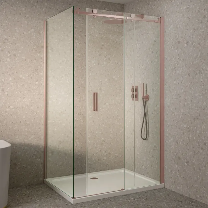 Finale Uitverkoop Saniclear Supreme douchecabine 100x90cm geborsteld koper