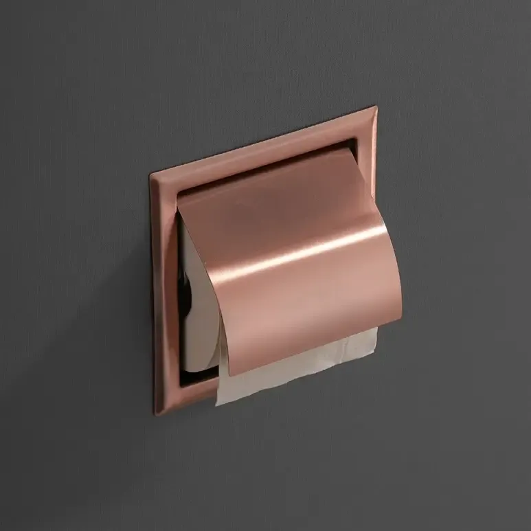 Saniclear Copper inbouw toiletrol houder met klep geborsteld koper Uitverkoop