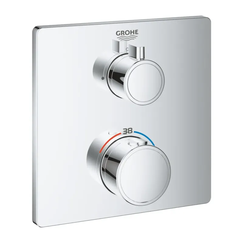Merkproduct Grohe Grohtherm thermostatische mengkraan afbouwdeel rechthoekig chroom 1-uitgang