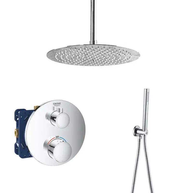 Grohe Grohtherm inbouw doucheset met 20cm regendouche en plafondarm rond Speciale Aanbieding