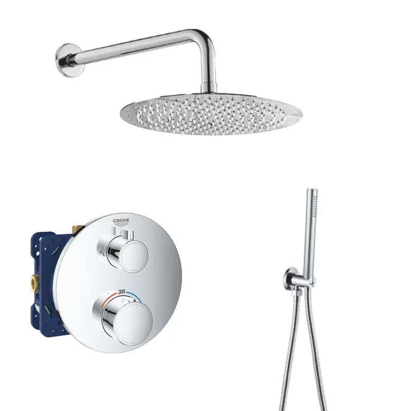 Uitverkoop Grohe Grohtherm inbouw doucheset met 20cm regendouche en wandarm rond