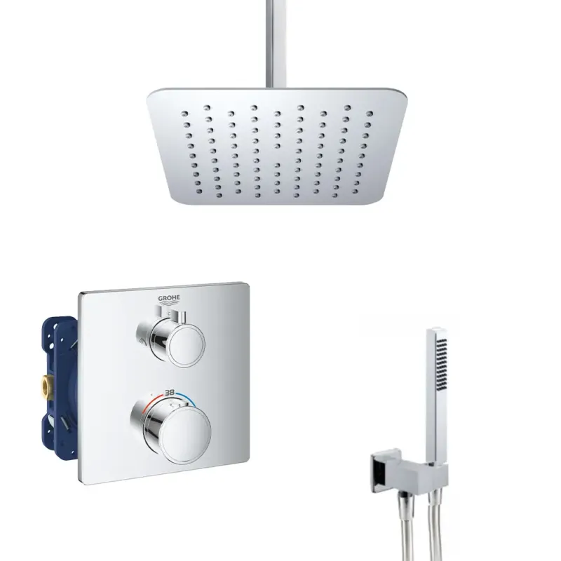 Beste Prijs Grohe Grohtherm inbouw doucheset met 20cm regendouche en plafondarm rechthoekig