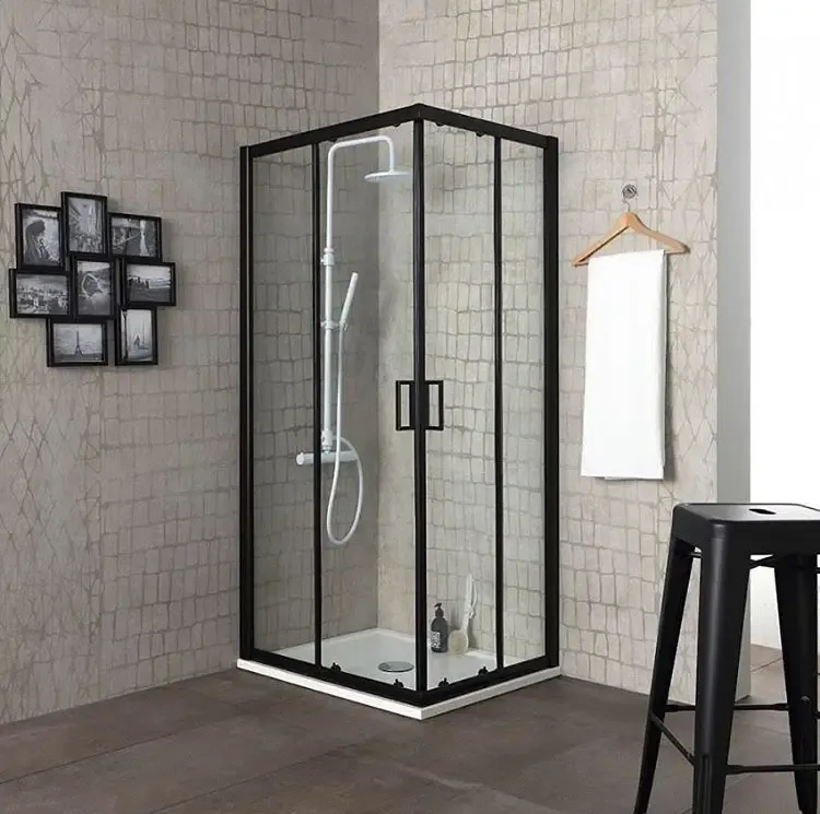 Mueller Dano douchecabine met hoekinstap mat zwart 90x90cm Shop Nu