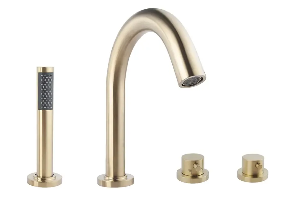 Mueller Round thermostatische badrand kraan geborsteld messing afbouwdeel Bestel Nu