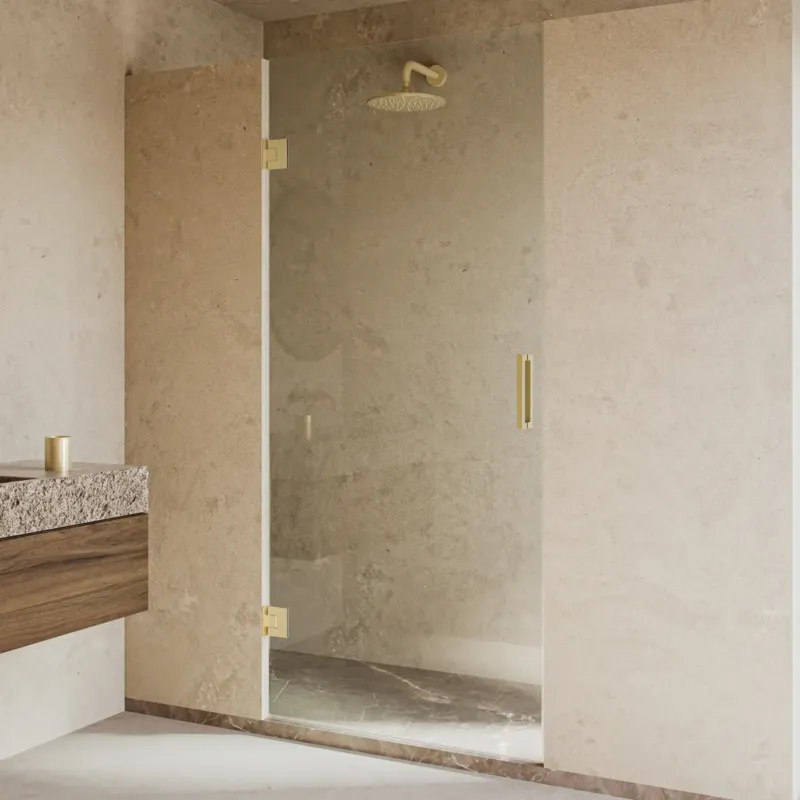 Veilige Betaling Saniclear Modern Brass profielloze douchedeur 90x200 geborsteld messing - mat goud
