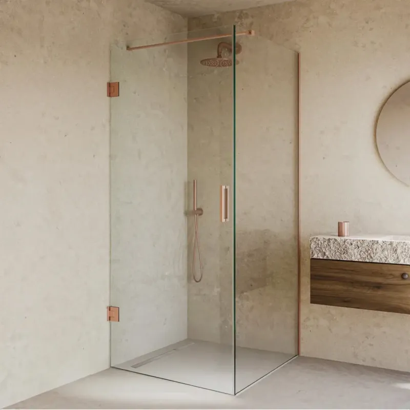 Alleen Vandaag Saniclear Modern Copper douchecabine 120x70 met 70cm deur geborsteld koper