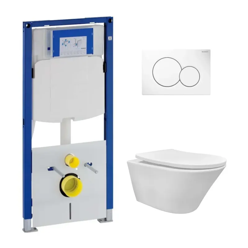 Geberit UP320 toiletset met Mueller Afesta mat wit randloos toilet met soft-close zitting Beperkte Voorraad