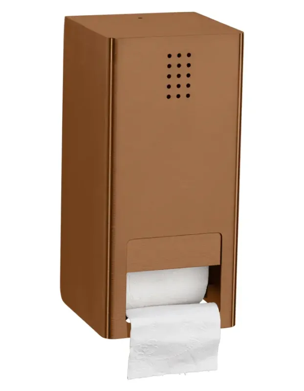 Lage Kosten Proox One dubbele toiletrolhouder met klep verticaal koper