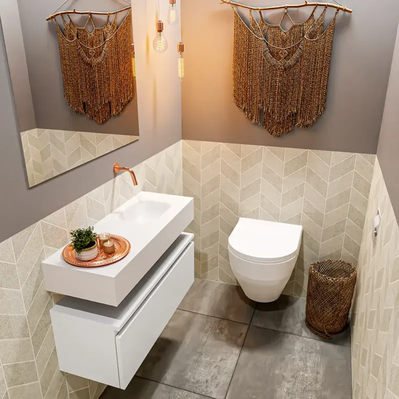 Koop Vandaag Mondiaz Andor toiletmeubel 80cm mat wit met witte wastafel rechts zonder kraangat