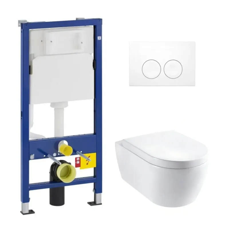 Beperkt Aanbod Geberit UP100 toiletset met Lambini Sub Compact randloos toilet en softclose zitting