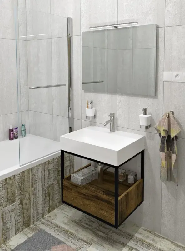 Sapho Skara badmeubel met witte wastafel 59cm eiken collingwood Flitsaanbieding