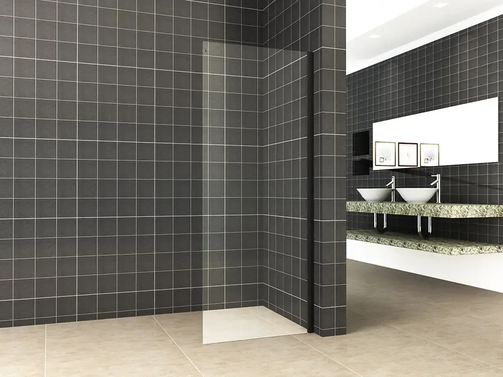 Direct Verzonden Mueller zijwand voor douchedeur 80x200cm mat zwart