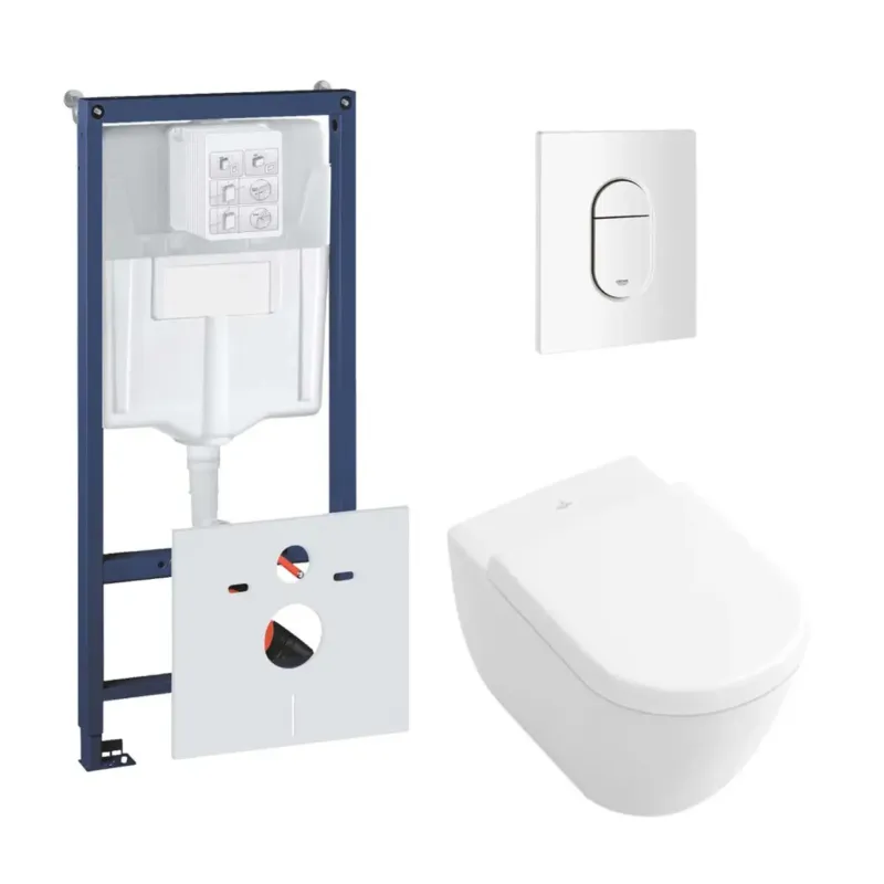 Grohe Rapid toiletset met Villeroy en Boch Subway 2.0 Direct Flush wandcloset en zitting Speciale Aanbieding