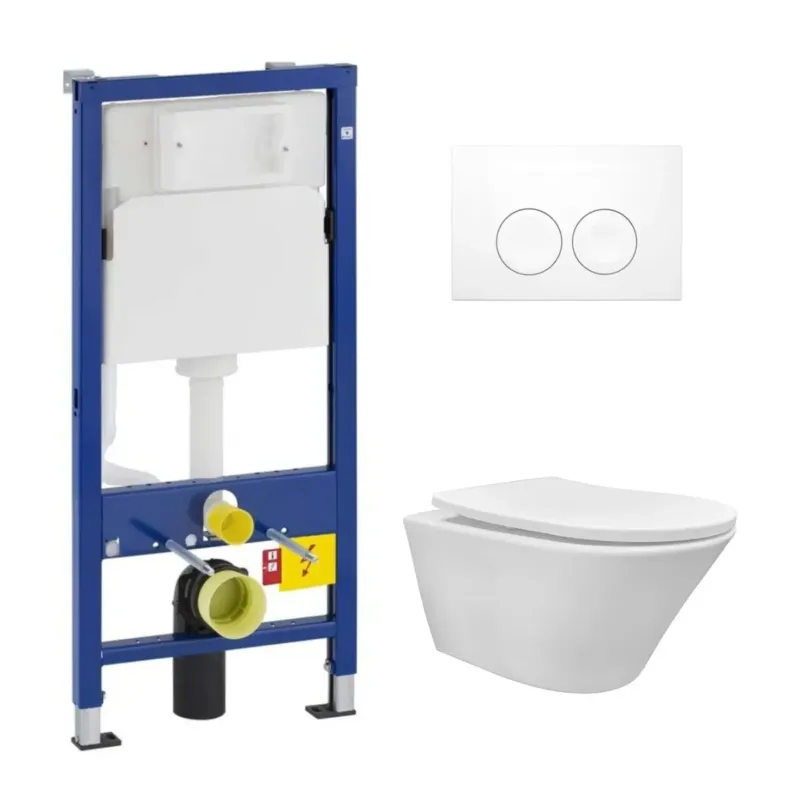 Voordeelprijs Geberit UP100 toiletset met Mueller Afesta randloos toilet mat wit en softclose zitting