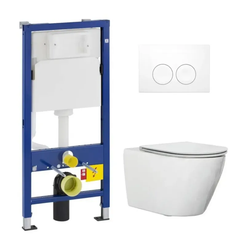 Geberit UP100 toiletset met Saniclear Jama randloos toilet en softclose zitting Op = Op