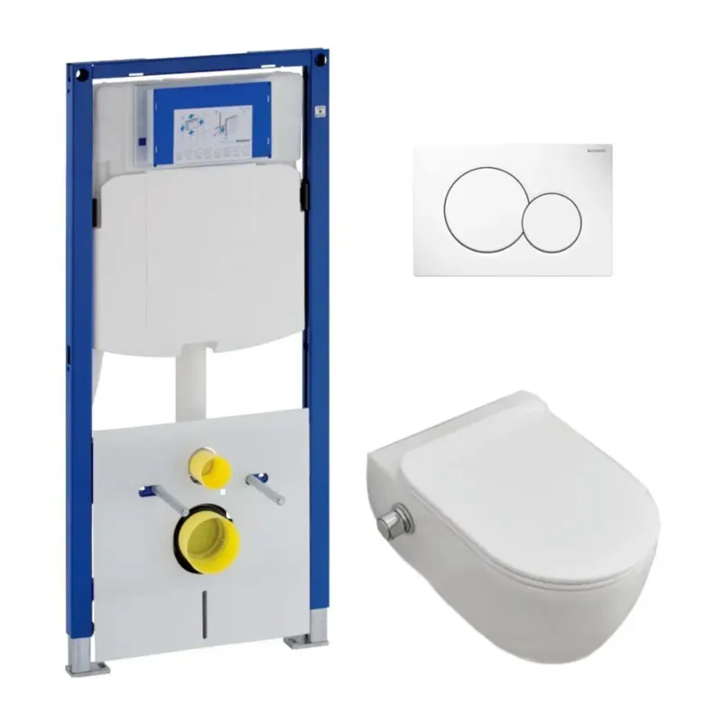 Op = Op Geberit UP320 toiletset met Lambini Sub randloos toilet met bidetsproeier en softclose zitting