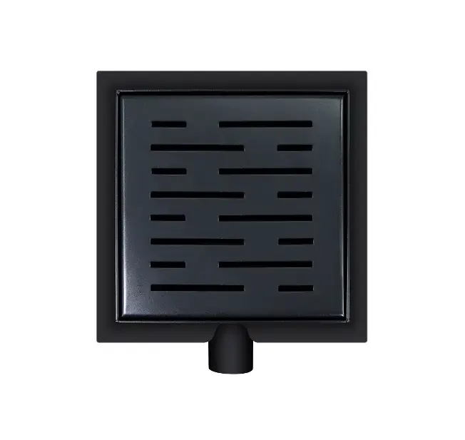 Voordeelprijs Mueller Black doucheput met flens en zijuitlaat 20x20cm mat zwart