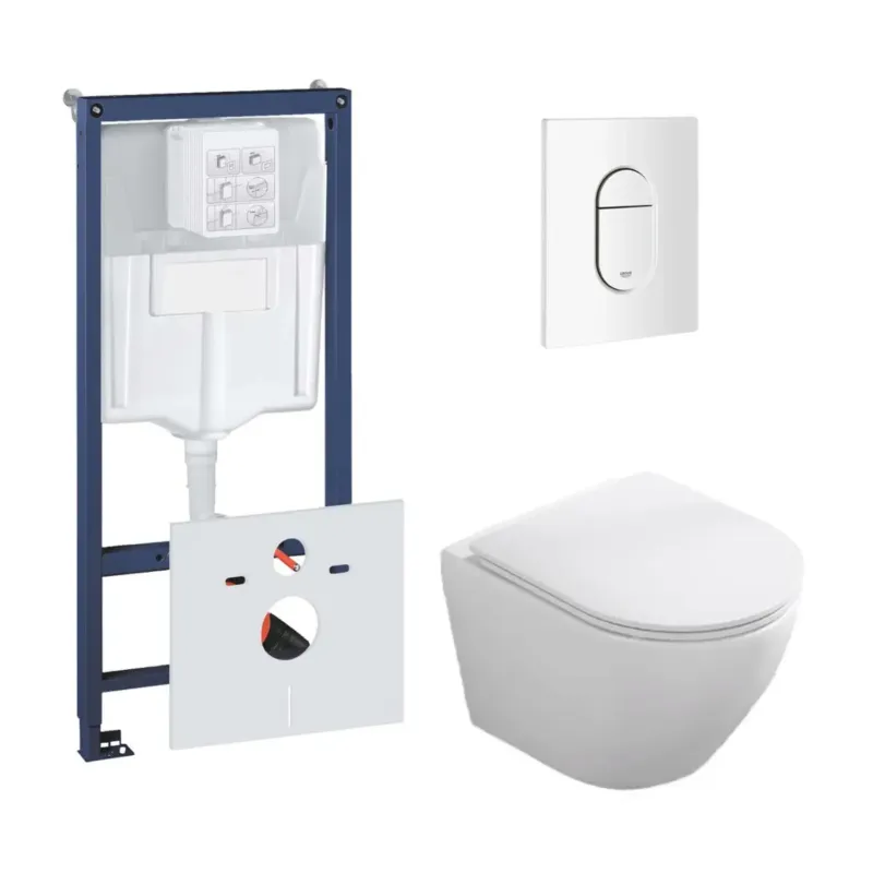 Grohe Rapid toiletset met Saniclear Itsie witte toiletpot randloos met softclose zitting Aanbieding