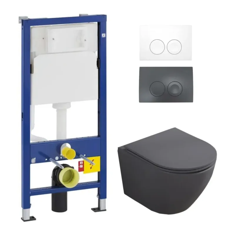 Fabrieksprijs Geberit UP100 toiletset met Saniclear Itsie mat antraciete toiletpot randloos met softclose zitting