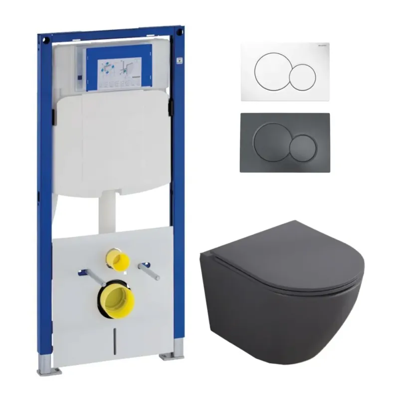 Geberit UP320 toiletset met Saniclear Itsie mat antraciete toiletpot randloos met softclose zitting Favoriet