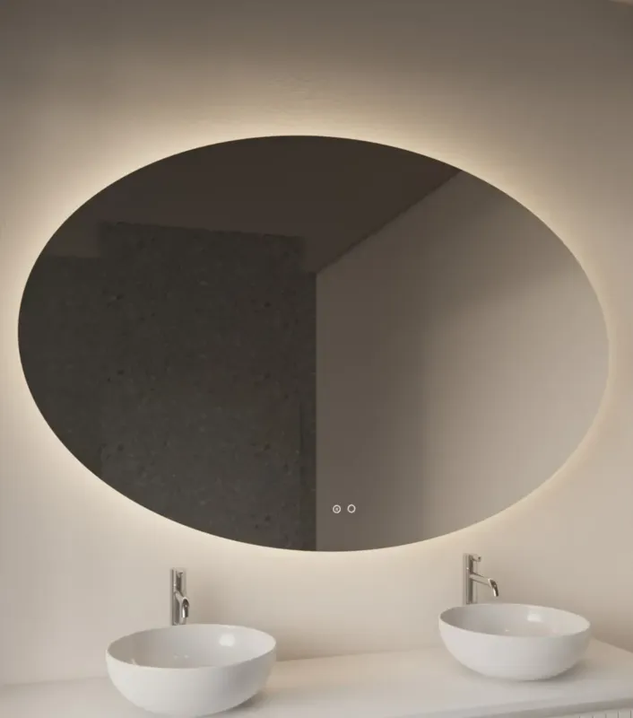 Hoge Kwaliteit Gliss Design Oval spiegel met LED-verlichting en verwarming 150x95cm