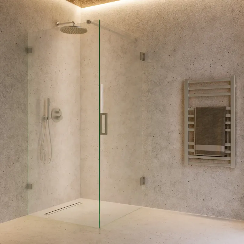 Merkproduct Saniclear Exclusive profielloze douchecabine 90x80cm met 80cm deur RVS