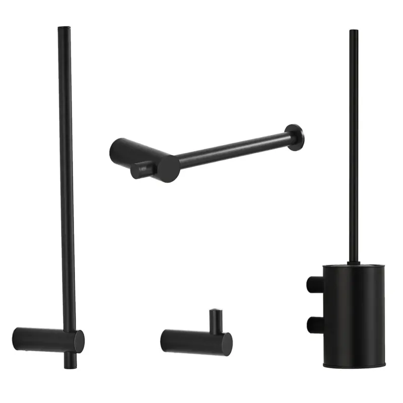 Saniclear Academy toiletaccessoiresset 4-delig zwart mat Finale Uitverkoop