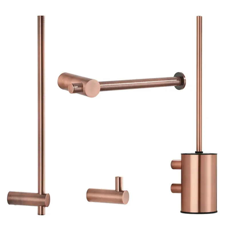 Saniclear Academy toiletaccessoiresset 4-delig geborsteld koper Seizoensaanbieding