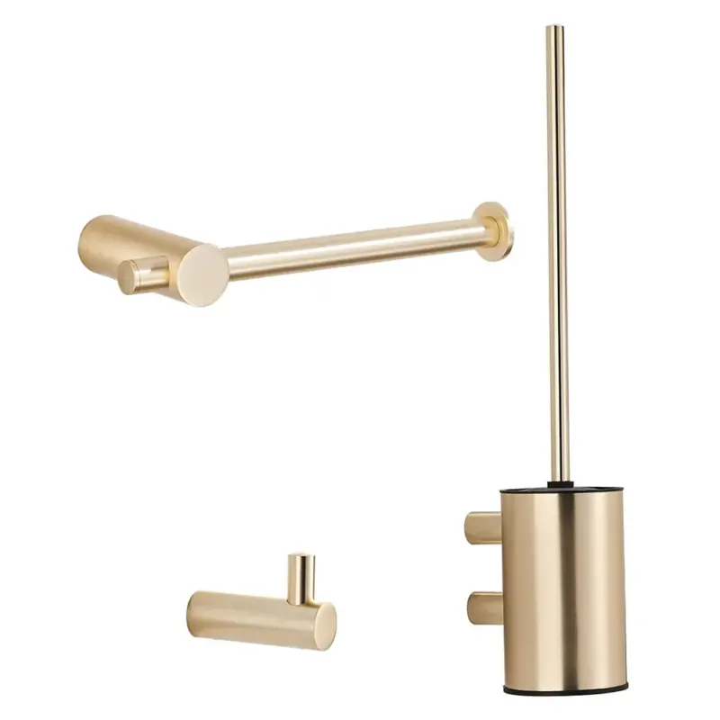 Hete Deal Saniclear Academy toiletaccessoiresset 3-delig geborsteld messing mat goud