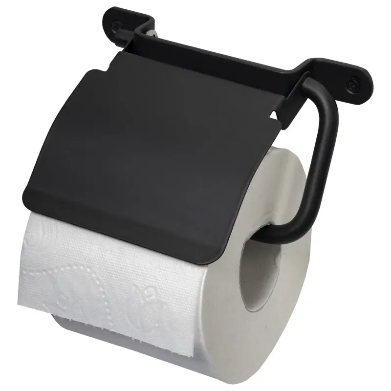 Haceka IXI toiletrolhouder met klep zwart mat Laatste Kans