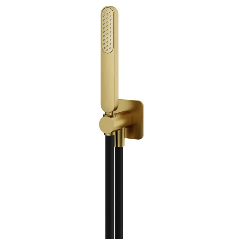 Hotbath Gal badset met wandsteun, doucheslang en handdouche geborsteld messing PVD Express Levering