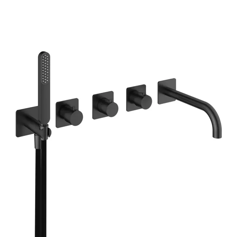 Aanbieding Hotbath Gal afbouwdeel inbouw bad/douche thermostaat met 2 stopkranen en uitloop geborsteld gunmetal PVD