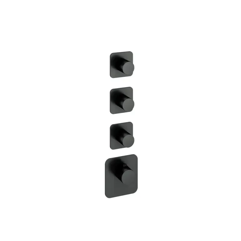 Hotbath Gal High Flow inbouwthermostaat met 3 stopkranen afbouwdeel geborsteld gunmetal PVD Beperkt Aanbod