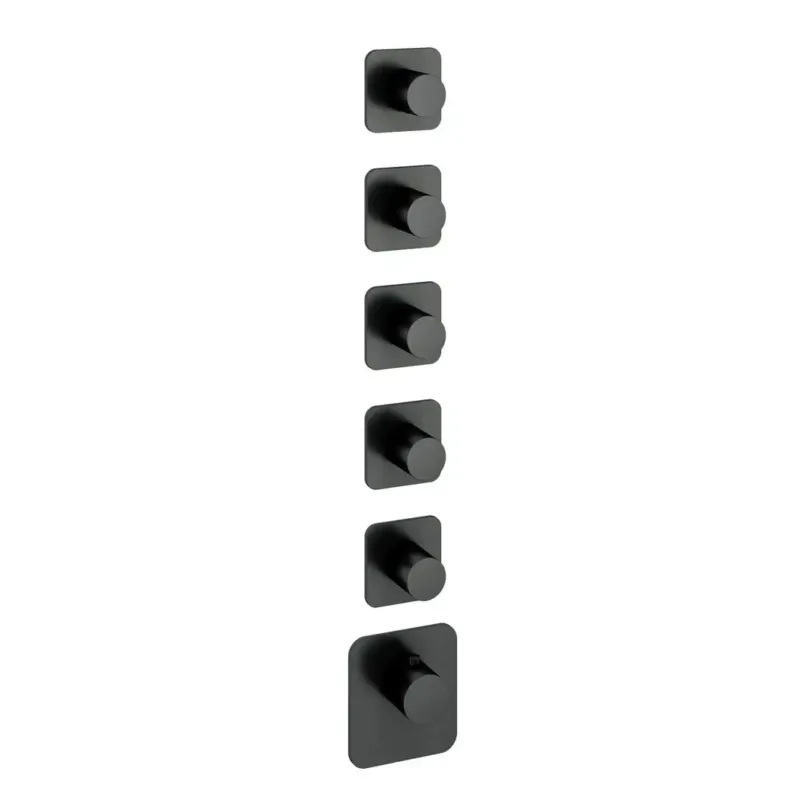 Hotbath Gal High Flow inbouwthermostaat met 5 stopkranen afbouwdeel geborsteld gunmetal PVD Meest Verkocht