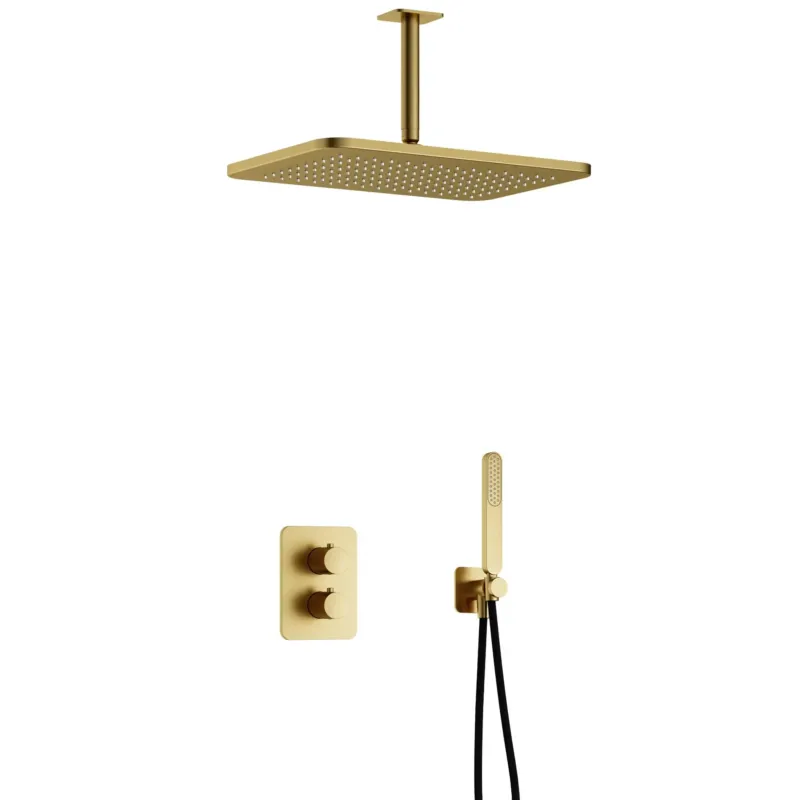 Favoriet Hotbath Gal IBS40ABBP inbouwdouche met plafondbuis en 27x40cm hoofddouche geborsteld messing PVD