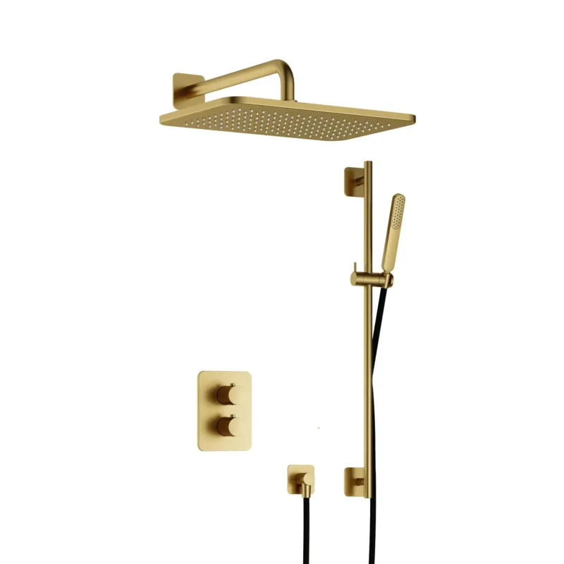 Laatste Versie Hotbath Gal IBS40ABBP inbouwdouche met glijstang en 27x40cm hoofddouche geborsteld messing PVD