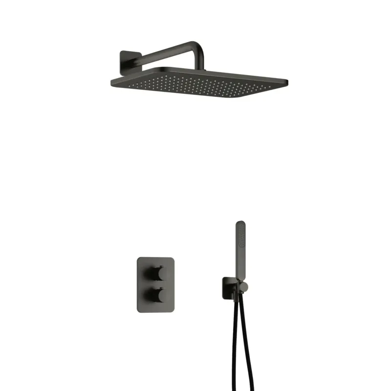 Hotbath Gal IBS40ABGP inbouwdouche met 27x40cm hoofddouche geborsteld gunmetal PVD Express Levering