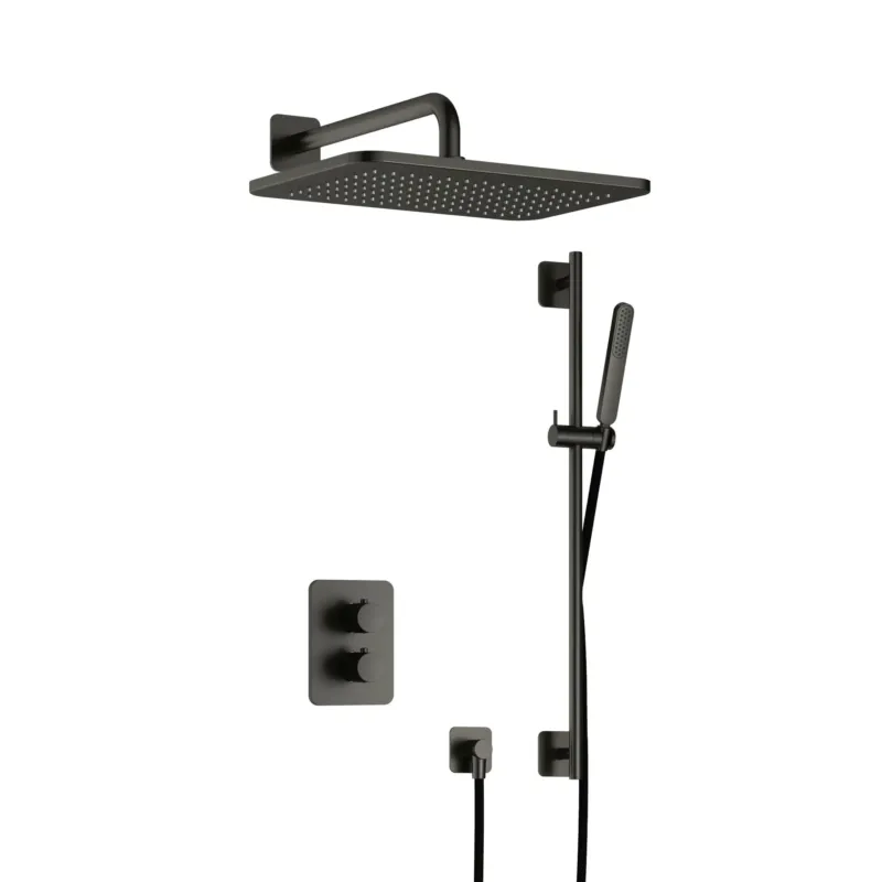 Direct Verzonden Hotbath Gal IBS40ABGP inbouwdouche met glijstang en 27x40cm hoofddouche geborsteld gunmetal PVD