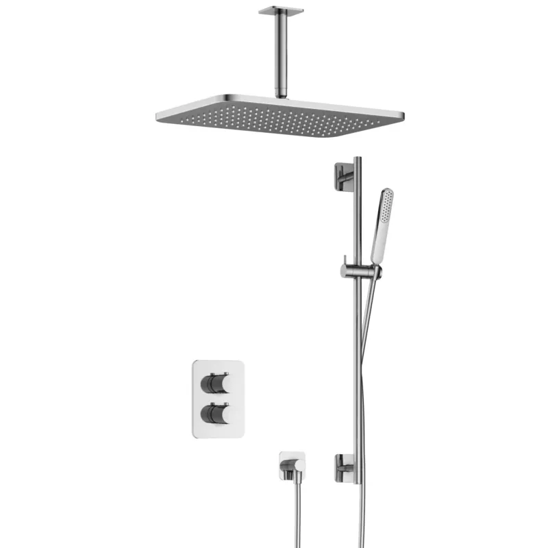 Hotbath Gal IBS40ACR inbouwdouche met plafondbuis, glijstang en 27x40cm hoofddouche chroom Rechtstreeks Van De Fabrikant