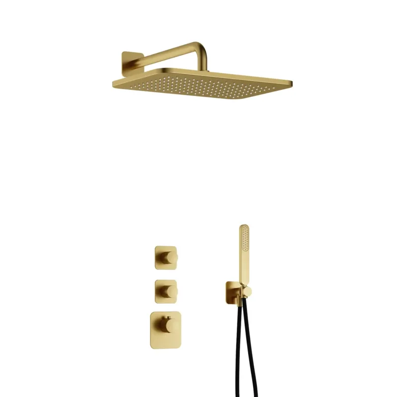 Hotbath Gal IBS40BBP High Flow inbouwdouche met 27x40cm hoofddouche geborsteld messing PVD Exclusieve Aanbieding