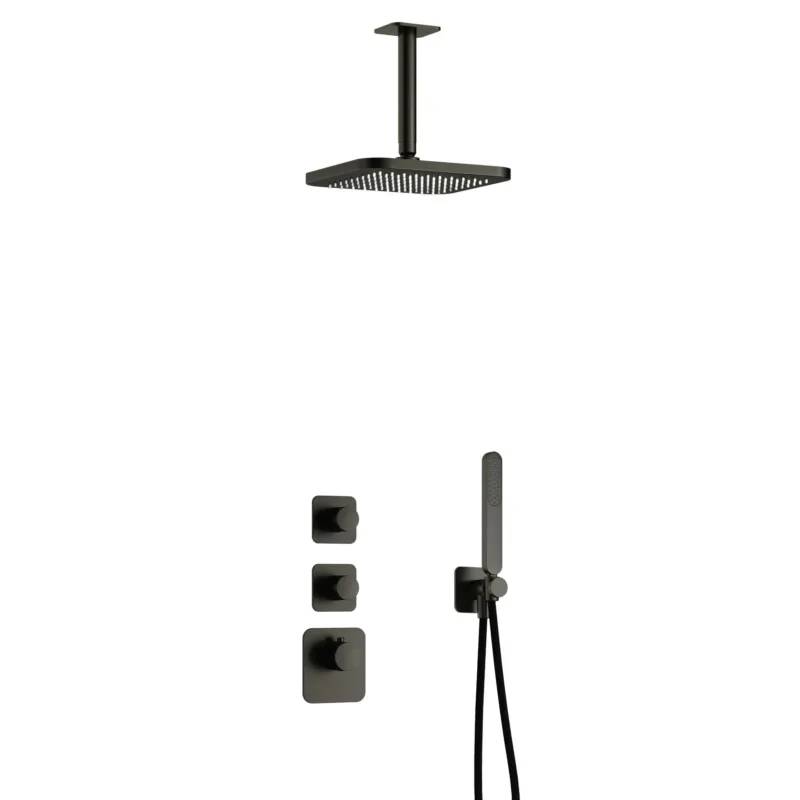 Hotbath Gal IBS40BGP High Flow inbouwdouche met plafondbuis geborsteld gunmetal PVD Uitverkoop